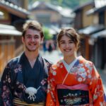 京都で着物を楽しむ外国人カップル（インバウンド・外国人・訪日・旅行・円安・オーバーツーリズム）
